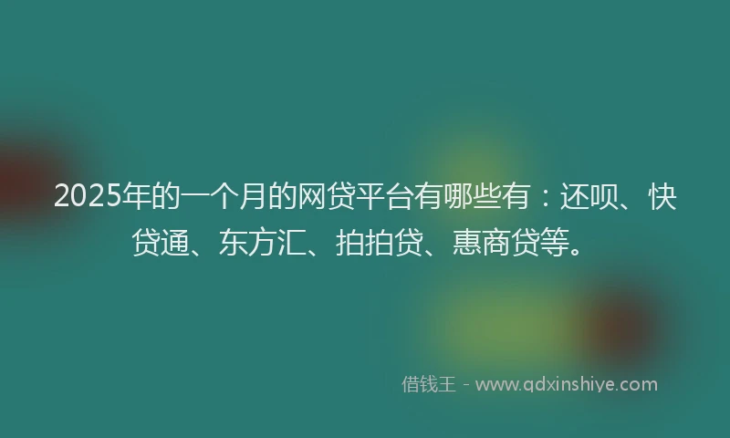 2025年的一个月的网贷平台有哪些有：还呗、快贷通、东方汇、拍拍贷、惠商贷等。