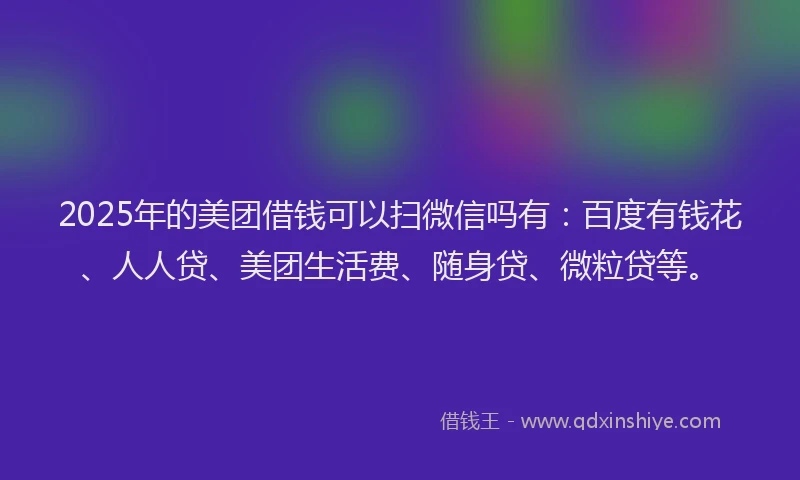 2025年的美团借钱可以扫微信吗有：百度有钱花、人人贷、美团生活费、随身贷、微粒贷等。