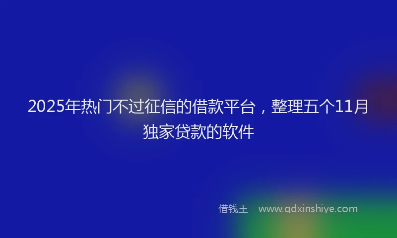 2025年热门不过征信的借款平台，整理五个11月独家贷款的软件
