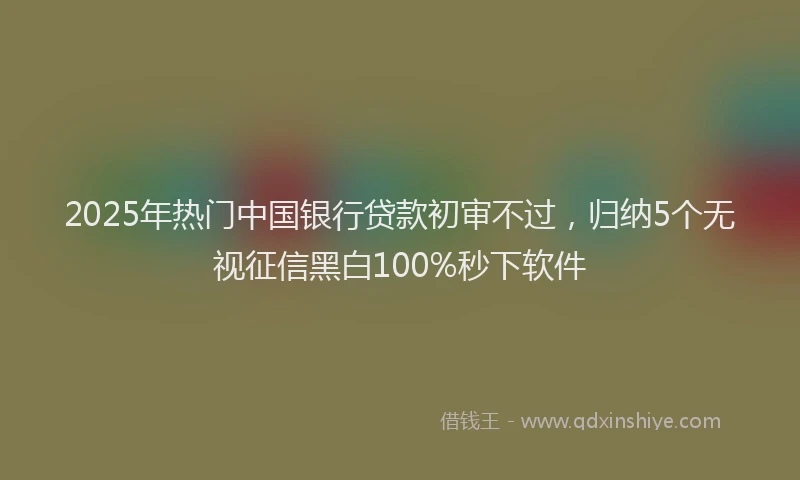 2025年热门中国银行贷款初审不过，归纳5个无视征信黑白100%秒下软件