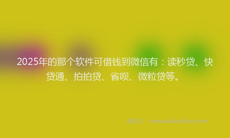 2025年的那个软件可借钱到微信有：读秒贷、快贷通、拍拍贷、省呗、微粒贷等。