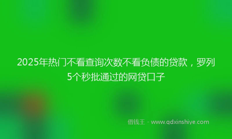2025年热门不看查询次数不看负债的贷款，罗列5个秒批通过的网贷口子