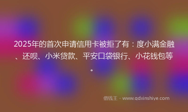 2025年的首次申请信用卡被拒了有：度小满金融、还呗、小米贷款、平安口袋银行、小花钱包等。