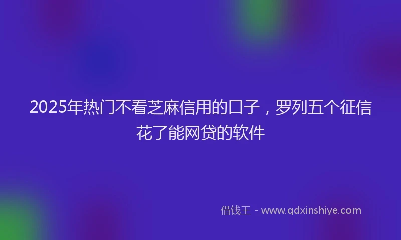 2025年热门不看芝麻信用的口子，罗列五个征信花了能网贷的软件