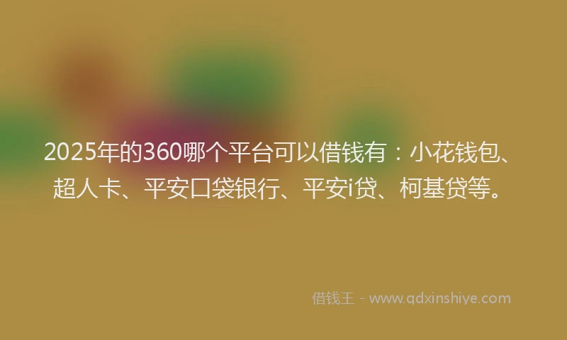 2025年的360哪个平台可以借钱有：小花钱包、超人卡、平安口袋银行、平安i贷、柯基贷等。