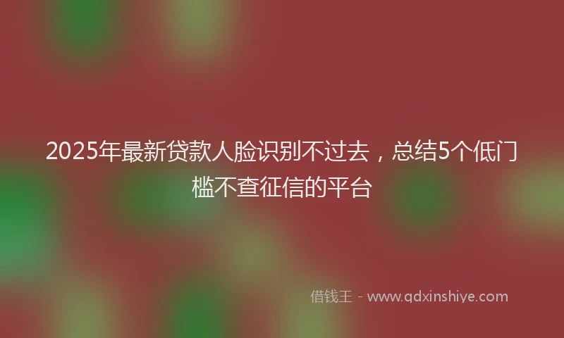 2025年最新贷款人脸识别不过去，总结5个低门槛不查征信的平台