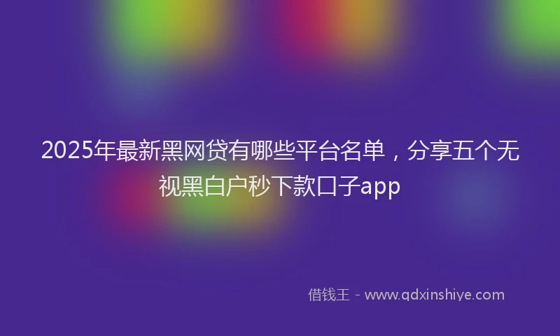 2025年最新黑网贷有哪些平台名单，分享五个无视黑白户秒下款口子app