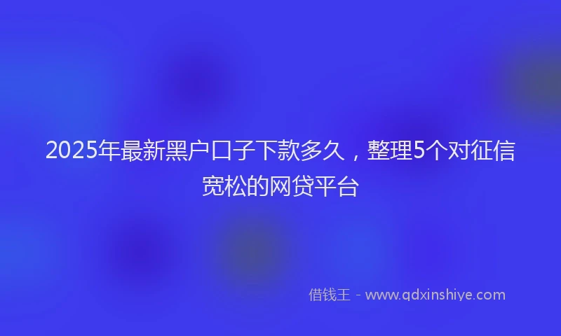 2025年最新黑户口子下款多久，整理5个对征信宽松的网贷平台