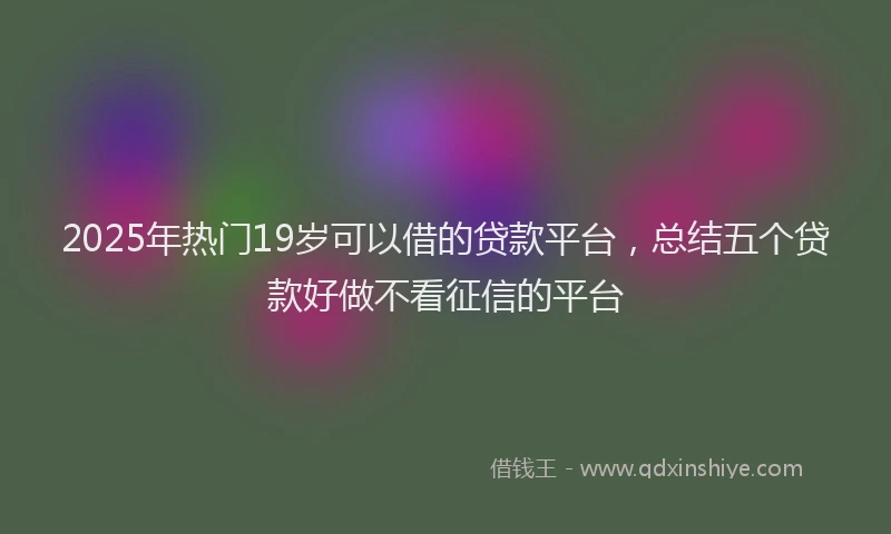 2025年热门19岁可以借的贷款平台，总结五个贷款好做不看征信的平台