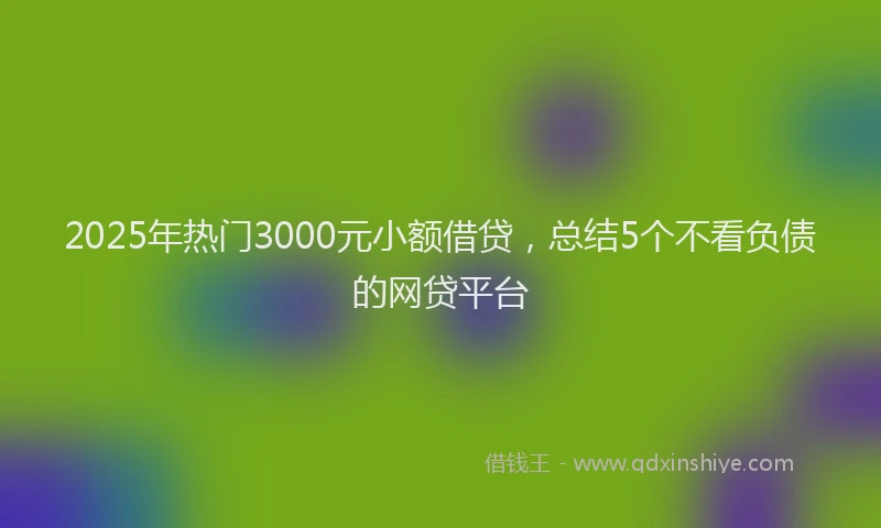 2025年热门3000元小额借贷，总结5个不看负债的网贷平台