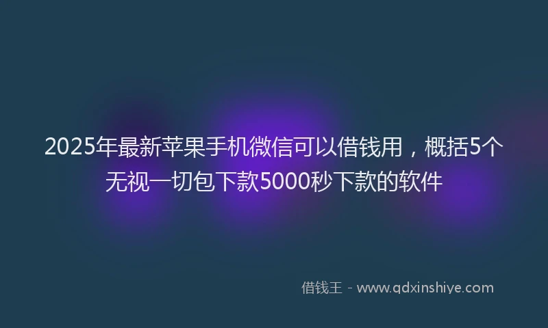 2025年最新苹果手机微信可以借钱用，概括5个无视一切包下款5000秒下款的软件