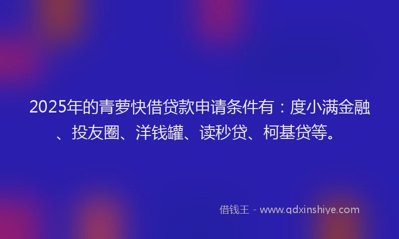 2025年的青萝快借贷款申请条件有：度小满金融、投友圈、洋钱罐、读秒贷、柯基贷等。