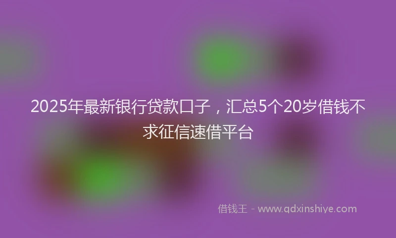 2025年最新银行贷款口子，汇总5个20岁借钱不求征信速借平台