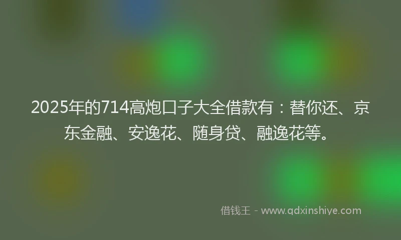 2025年的714高炮口子大全借款有：替你还、京东金融、安逸花、随身贷、融逸花等。