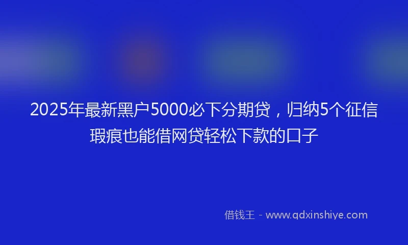 2025年最新黑户5000必下分期贷，归纳5个征信瑕疵也能借网贷轻松下款的口子