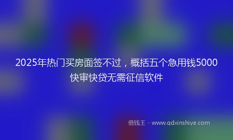 2025年热门买房面签不过，概括五个急用钱5000快审快贷无需征信软件