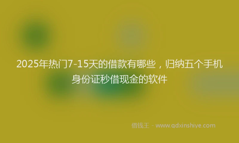 2025年热门7-15天的借款有哪些，归纳五个手机身份证秒借现金的软件