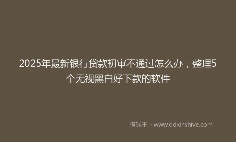 2025年最新银行贷款初审不通过怎么办，整理5个无视黑白好下款的软件