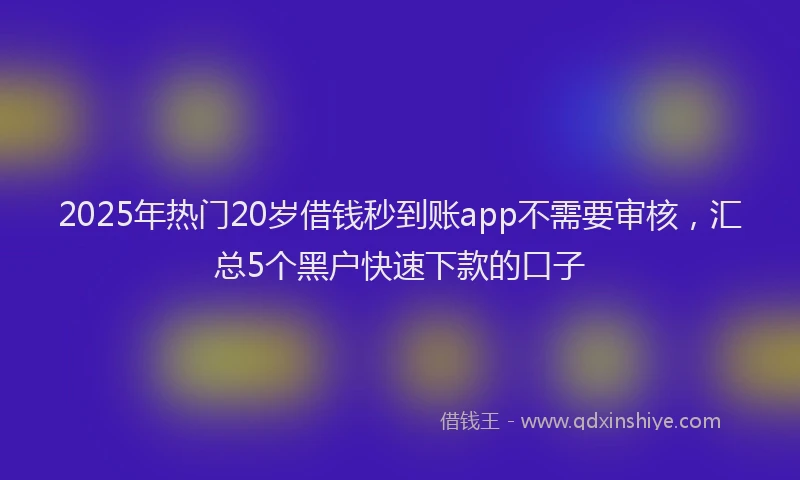 2025年热门20岁借钱秒到账app不需要审核，汇总5个黑户快速下款的口子
