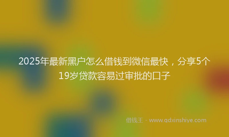 2025年最新黑户怎么借钱到微信最快，分享5个19岁贷款容易过审批的口子