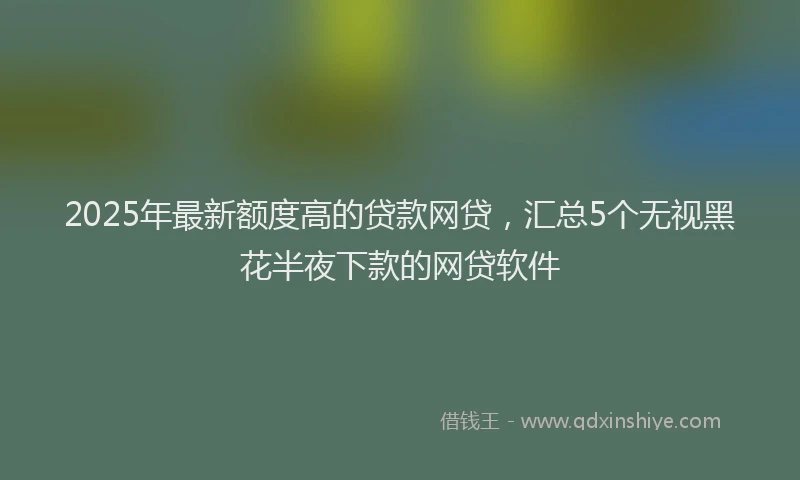 2025年最新额度高的贷款网贷，汇总5个无视黑花半夜下款的网贷软件