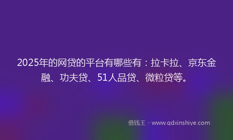 2025年的网贷的平台有哪些有：拉卡拉、京东金融、功夫贷、51人品贷、微粒贷等。