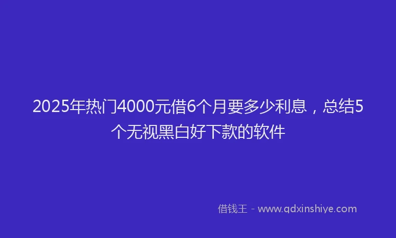 2025年热门4000元借6个月要多少利息，总结5个无视黑白好下款的软件