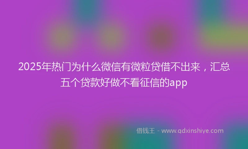 2025年热门为什么微信有微粒贷借不出来，汇总五个贷款好做不看征信的app