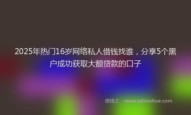 2025年热门16岁网络私人借钱找谁，分享5个黑户成功获取大额贷款的口子
