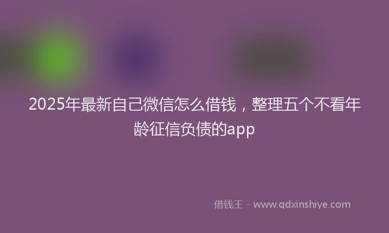 2025年最新自己微信怎么借钱，整理五个不看年龄征信负债的app