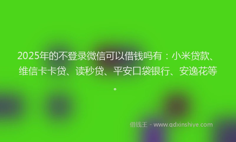 2025年的不登录微信可以借钱吗有：小米贷款、维信卡卡贷、读秒贷、平安口袋银行、安逸花等。