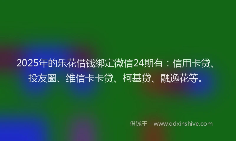 2025年的乐花借钱绑定微信24期有：信用卡贷、投友圈、维信卡卡贷、柯基贷、融逸花等。