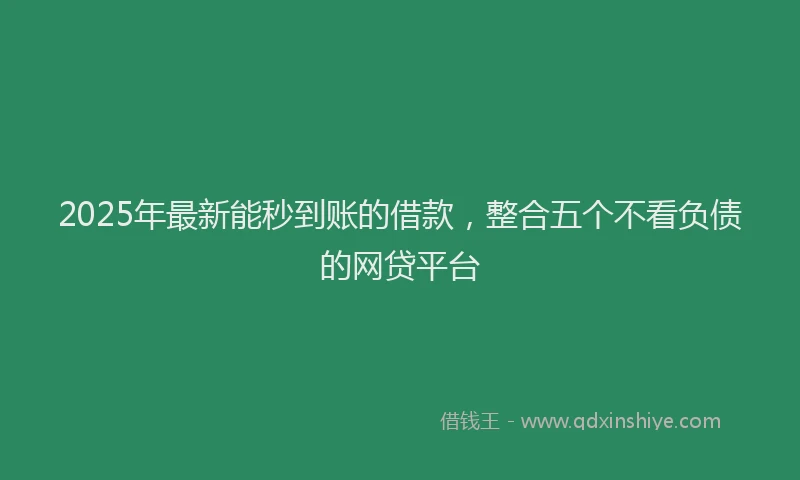 2025年最新能秒到账的借款，整合五个不看负债的网贷平台