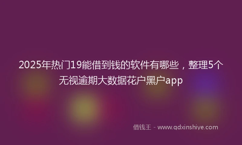 2025年热门19能借到钱的软件有哪些，整理5个无视逾期大数据花户黑户app