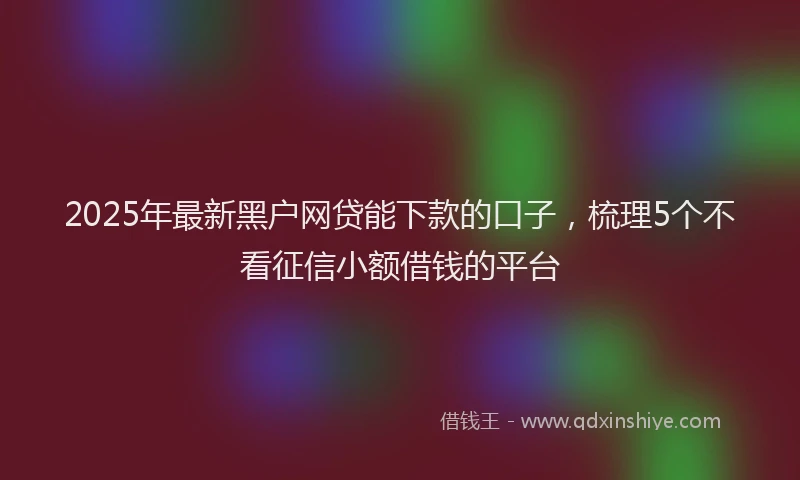 2025年最新黑户网贷能下款的口子，梳理5个不看征信小额借钱的平台