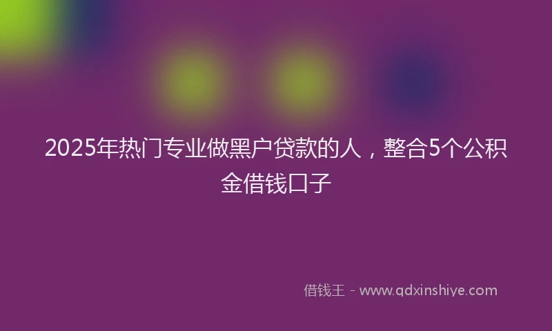 2025年热门专业做黑户贷款的人，整合5个公积金借钱口子