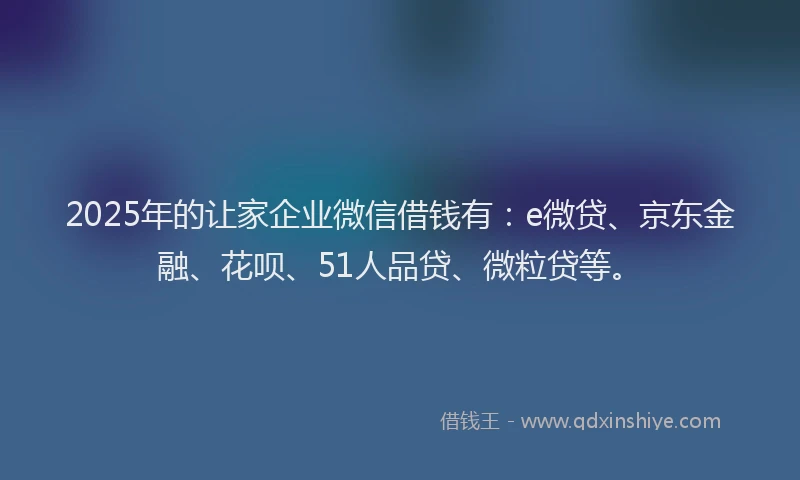 2025年的让家企业微信借钱有：e微贷、京东金融、花呗、51人品贷、微粒贷等。