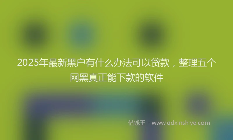 2025年最新黑户有什么办法可以贷款，整理五个网黑真正能下款的软件
