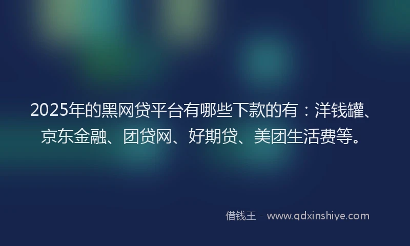 2025年的黑网贷平台有哪些下款的有：洋钱罐、京东金融、团贷网、好期贷、美团生活费等。