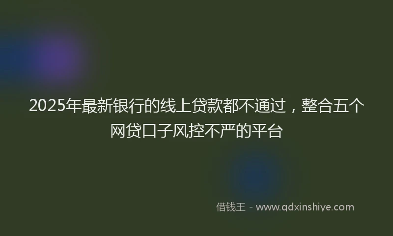 2025年最新银行的线上贷款都不通过，整合五个网贷口子风控不严的平台