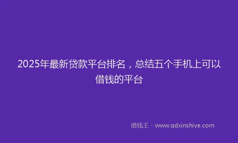 2025年最新贷款平台排名，总结五个手机上可以借钱的平台
