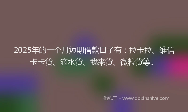 2025年的一个月短期借款口子有：拉卡拉、维信卡卡贷、滴水贷、我来贷、微粒贷等。