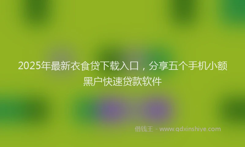 2025年最新衣食贷下载入口，分享五个手机小额黑户快速贷款软件