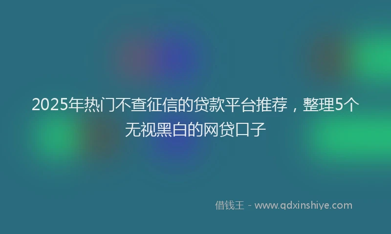 2025年热门不查征信的贷款平台推荐，整理5个无视黑白的网贷口子