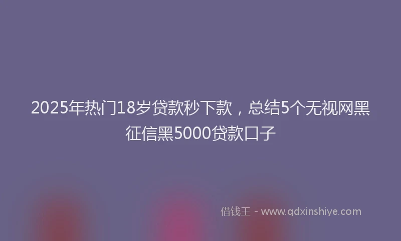 2025年热门18岁贷款秒下款，总结5个无视网黑征信黑5000贷款口子