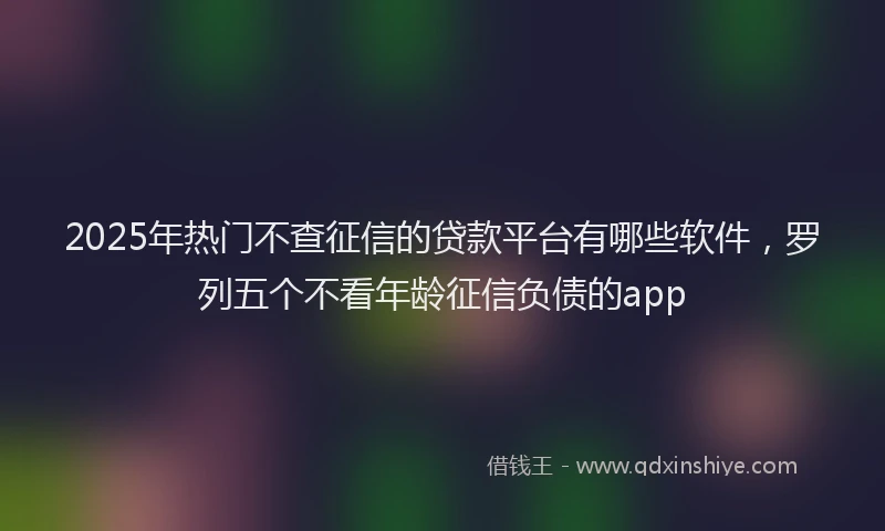 2025年热门不查征信的贷款平台有哪些软件，罗列五个不看年龄征信负债的app