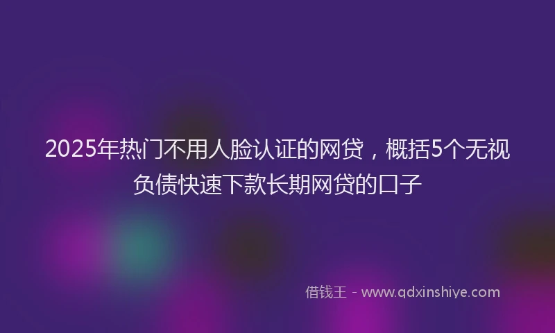 2025年热门不用人脸认证的网贷，概括5个无视负债快速下款长期网贷的口子