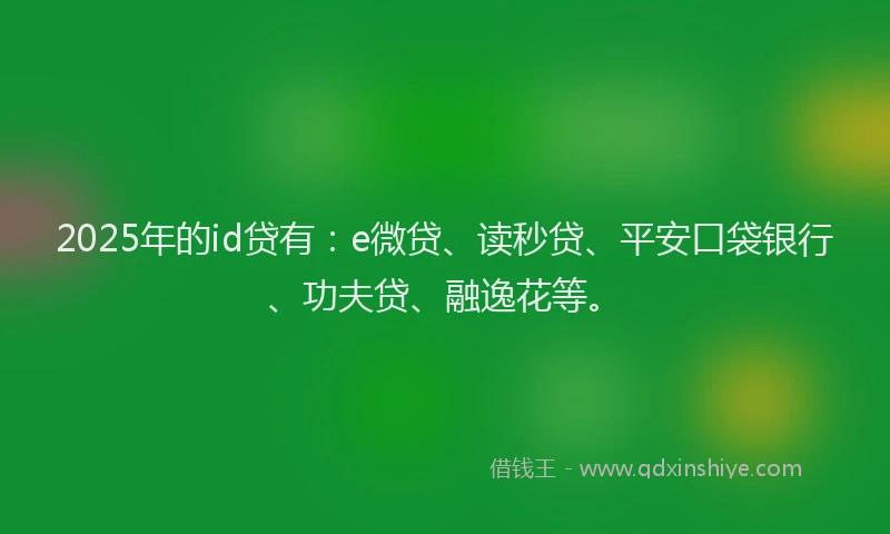 2025年的id贷有：e微贷、读秒贷、平安口袋银行、功夫贷、融逸花等。