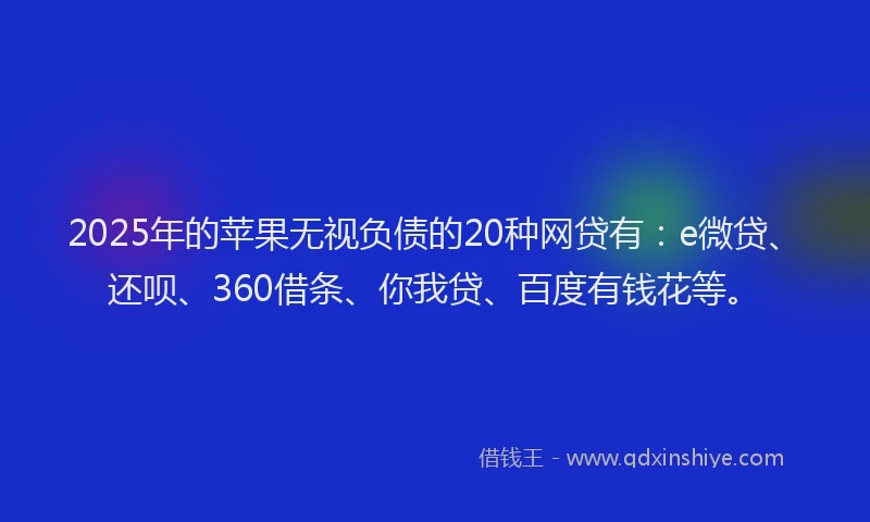 2025年的苹果无视负债的20种网贷有：e微贷、还呗、360借条、你我贷、百度有钱花等。