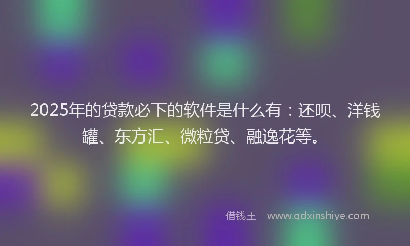 2025年的贷款必下的软件是什么有：还呗、洋钱罐、东方汇、微粒贷、融逸花等。